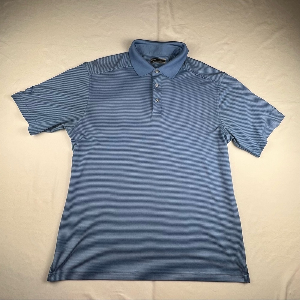 Callaway - Men’s Golf Shirt - Polo - Large - Blue Stripped